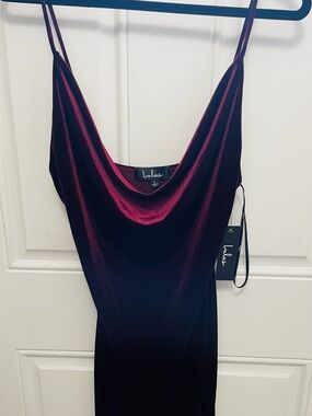 Lulu's Burgundy Velvet Cowl Neck Slip Dress